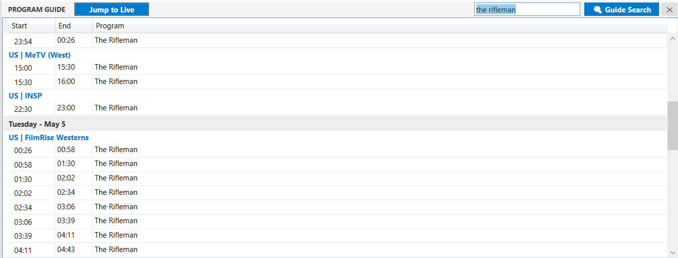 EPG Search